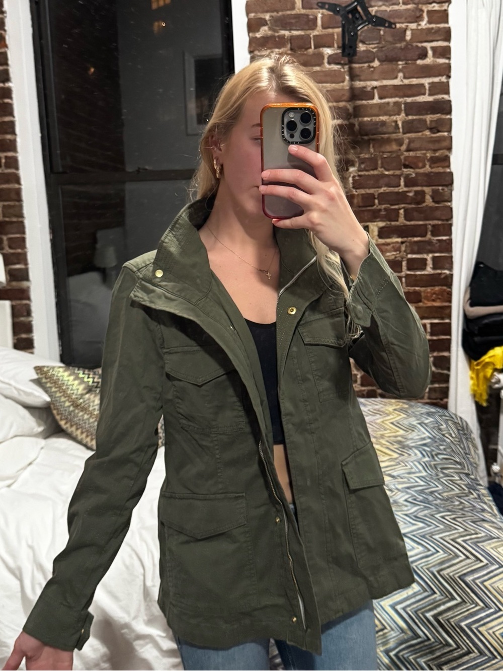 Banana Republic Olive Utility Jacket with Front Pockets
